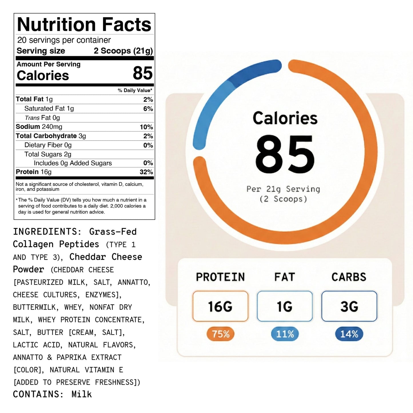 Cheesy Cheese Collagen+ Protein Blend | Savory Protein Powder