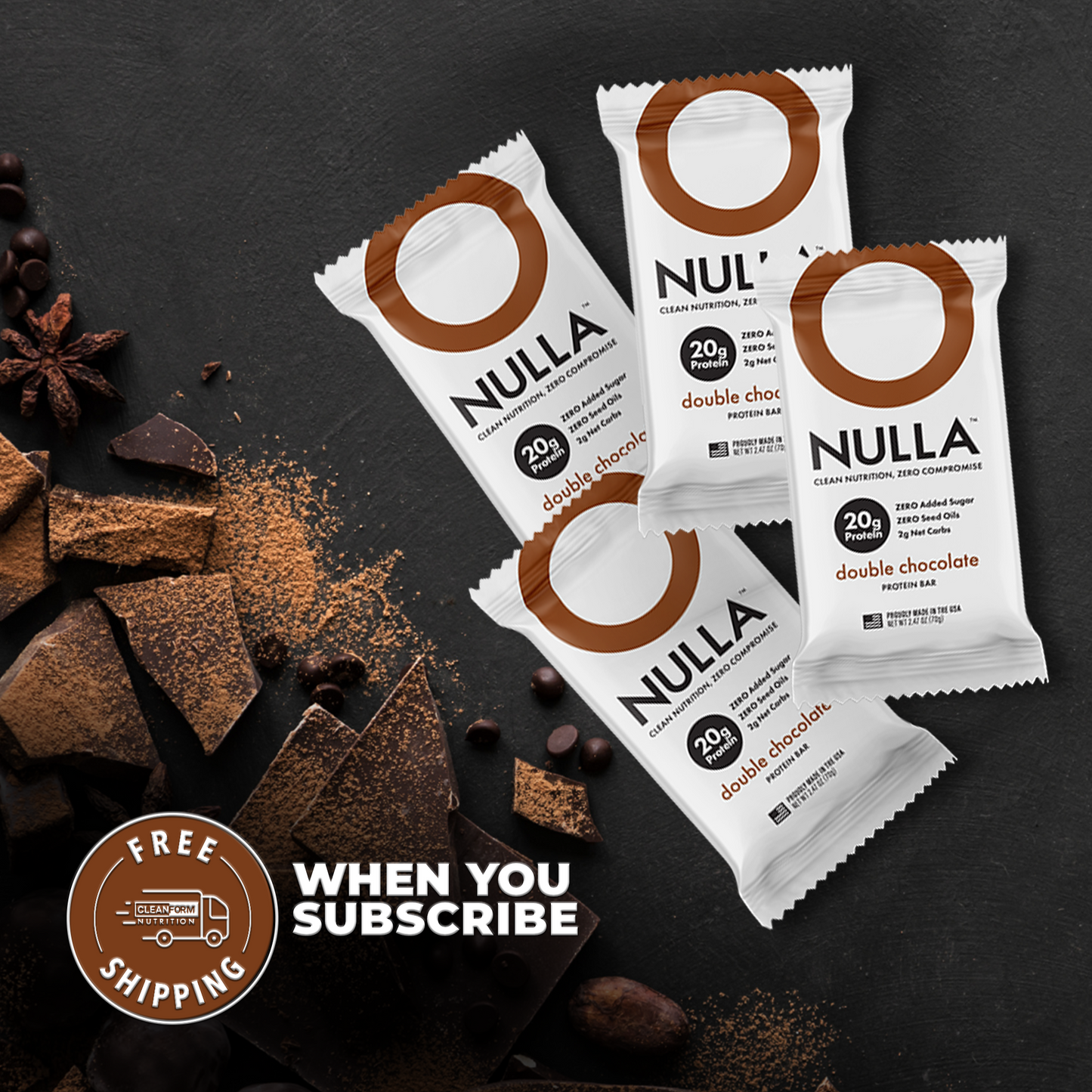 CleanForm Nulla Protein Bar – Box of 12 | Chocolate & Sweet & Salty